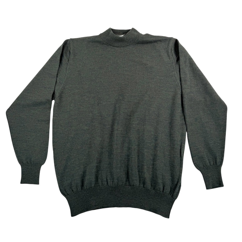 VTG Bernini Signature Mock Neck Sweater Mens Merino Wool‎ Olive sz XL